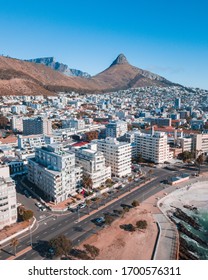 Drone Arial View Of Sea Point, Cape Town South Africa.