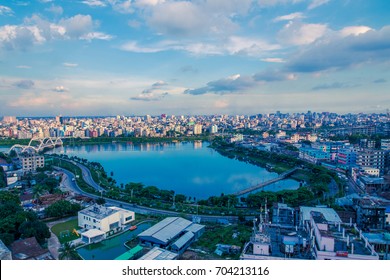 Drone Birds Eye View Of Buildings Landmark Of Urban Landscape Skyline Dhaka, Bangladesh