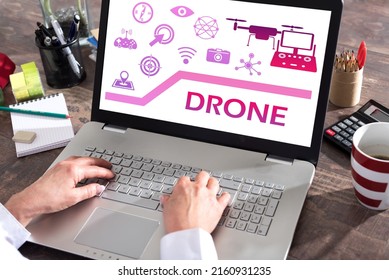 Drone Concept Shown On A Laptop Screen