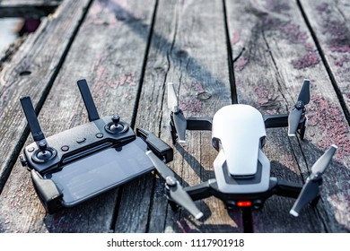 Drone and control panel on an old board