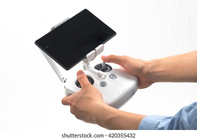 Drone controller on white background