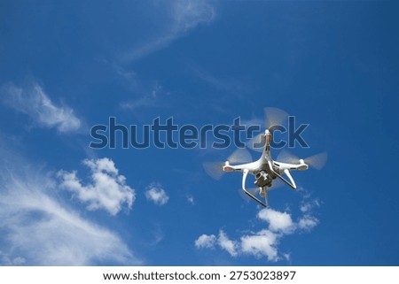 The drone copter flying with digital camera.