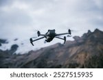 Drone flying on high altitude mountain top