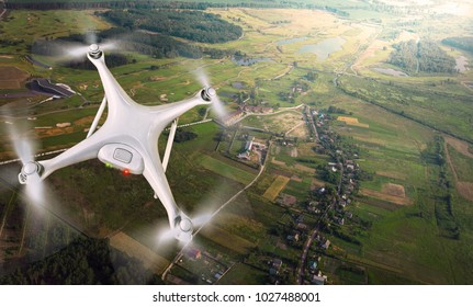 Drone Flying Over Landscape.