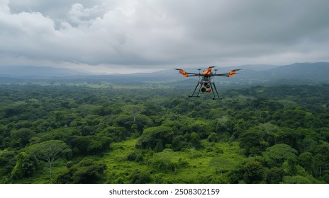 Drone Flying Over Lush Green Rainforest - Powered by Shutterstock