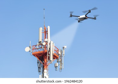 Drone Inspecting Mobile Network Tower