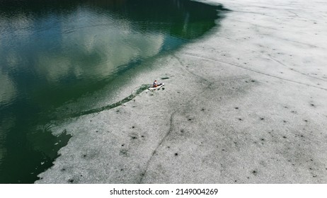 Drone Lake Bavaria Snow Ice 