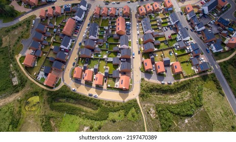 Drone of new build housing estate - Shutterstock ID 2197470389