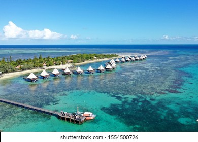 Drone New Caledonia Noumea Overwater Bungalows Reef Island