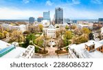 Drone panorama of the North Carolina State Capitol and Raleigh skyline