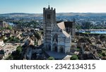 drone photo Auxerre cathedral France europe