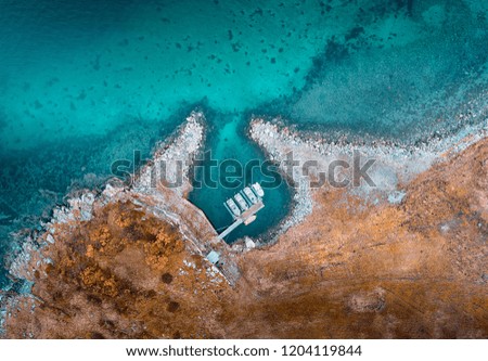 Similar – Image, Stock Photo Aerial Drone View Of Concrete Pier On Turquoise Water At The Black Sea