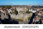 Drone photo castle of the counts of flanders, Gravensteen Ghent Belgium europe