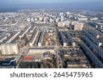 Drone photo of central district of Stalowa Wola city in Subcarpathia region of Poland