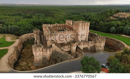 drone photo Coca castle, Castillo de Coca Spain Europe