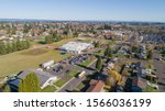drone photo of Echo Shaw Elementary School in Cornelius Oregon countryside during a warm sunny autumn day
