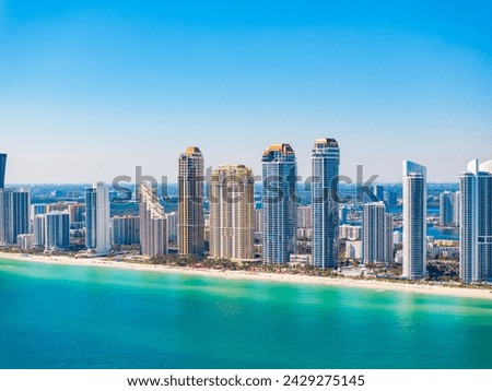 Drone photo highrise towers on Sunny Isles Beach Florida 2024