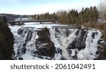 Drone photo of Kakabeka Falls located near Thunder Bay, Ontario.