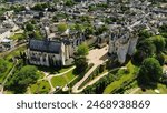 drone photo Montreuil Bellay castle France Europe