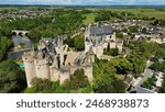 drone photo Montreuil Bellay castle France Europe