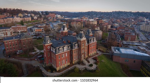 Drone Photo of Woodburn Hall during a sunset