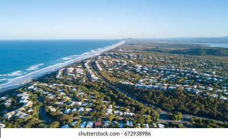 Drone photograph of the coastline of Noosa Heads, Queensland Australia