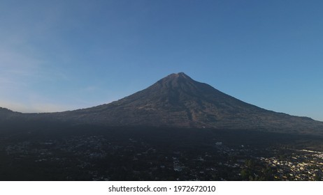 Drone Photography At Antigua Guatemala, Colonial City View, Volcan De Agua View. 