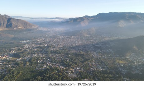 Drone Photography At Antigua Guatemala, Colonial City View, Volcan De Agua View. 