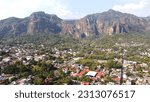 DRONE PHOTOGRAPHY OF THE CITY OF TEPOZTLAN MORELOS MEXICO