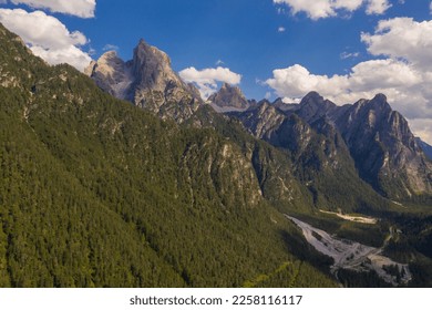 Drone photography of mountain peaks during summer day - Shutterstock ID 2258116117