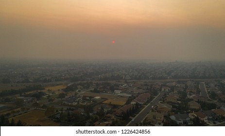 Drone Photos Over A Town In Northern California From The Camp Fire