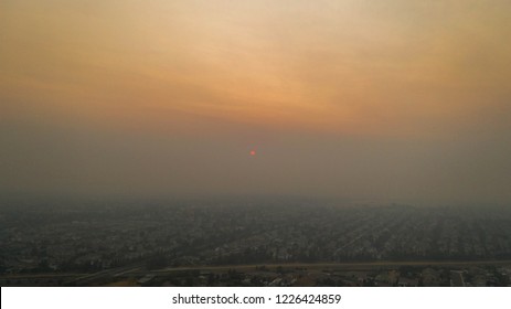 Drone Photos Over A Town In Northern California From The Camp Fire