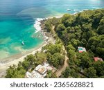 Drone Photos of the shoreline and beach on the pacific coast in Costa Rica. Close to the town of Montezuma