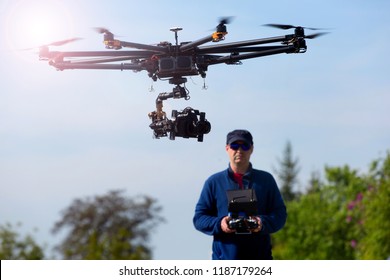 Drone,  pilot flying drone 