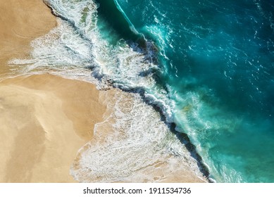 Drone Point Of View - Ocean Waves At The With Turquoise Water