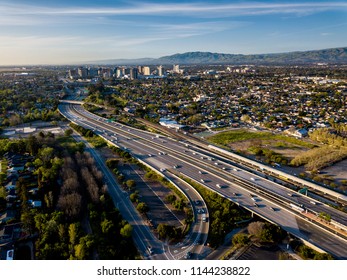 Drone Point Of View Of Silicon Valley In California