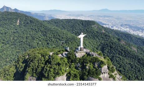 Drone shot above Christ the Redeemer in Rio de Janeiro - Shutterstock ID 2314145377