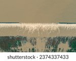 drone shot aerial view top angle panoramic photograph of dam reservoir river flooding overflowing erosion alluvial soil agricultural fields fertile cultivation india tamilnadu kerala cloudy wallpaper 