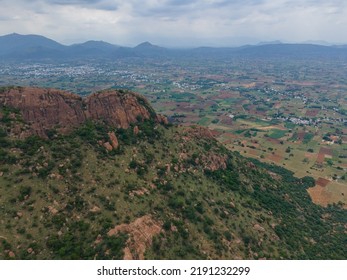 Drone Shot Aerial View Top Angle Mountain Range Hill Cliff Summit Valley Forest Steep Natural Scenery Wallpaper Background India Tamilnadu Tourism 