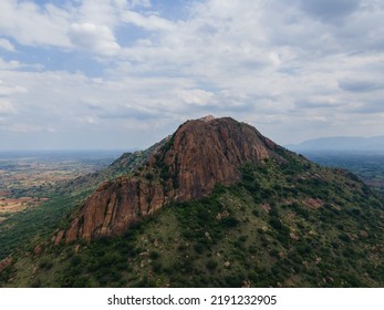 Drone Shot Aerial View Top Angle Mountain Range Hill Cliff Summit Valley Forest Steep Natural Scenery Wallpaper Background India Tamilnadu Tourism 