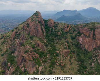 Drone Shot Aerial View Top Angle Mountain Range Hill Cliff Summit Valley Forest Steep Natural Scenery Wallpaper Background India Tamilnadu Tourism 