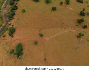 Drone Shot Aerial View Top Angle Bright Sunny Day Rugged Terrain Landscape Barren Lands Desert Natural Scenery Tourism India Tamilnadu 