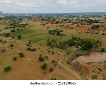 Drone Shot Aerial View Top Angle Bright Sunny Day Rugged Terrain Landscape Barren Lands Desert Natural Scenery Tourism India Tamilnadu 