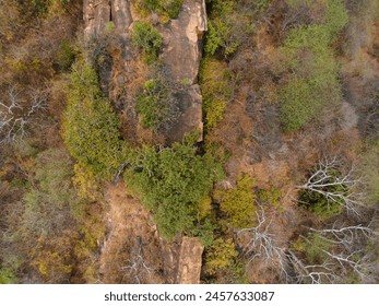 drone shot aerial view top angle bright sunny spring tropical ghat section mountain hill terrain valley rugged adventure trekking hiking hike forest jungle india tamilnadu kanavai wallpaper scenery  - Powered by Shutterstock