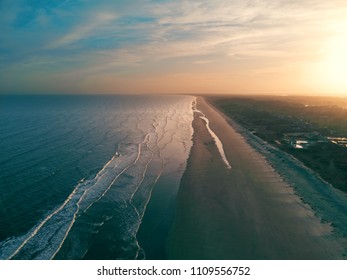 Drone Shot Of The Beach At Kiawah Island, SC.