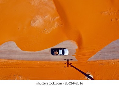 Drone Shot For The Beautiful Dune In Saudi Arabia Desert 