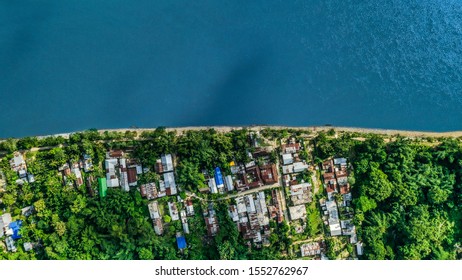 Drone Shot Of Brahmaputra And Silk CIty