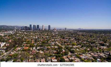 A Drone Shot Of Century City, California.