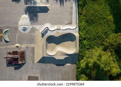 Drone Shot Of A Concrete Skatepark