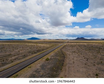 Drone Shot Of Empty Desert Highway